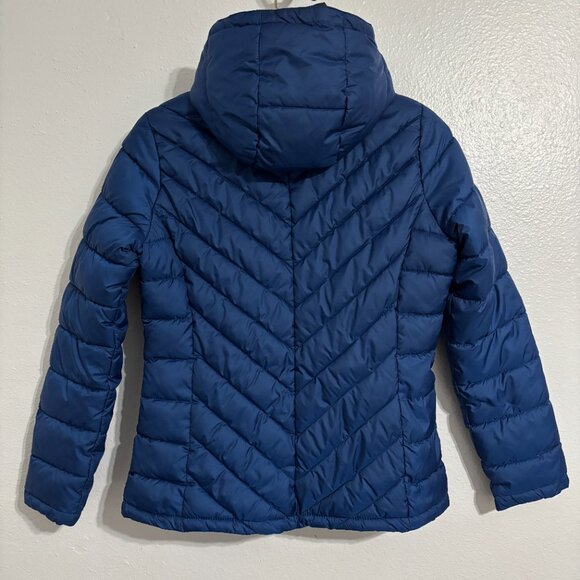 Everlast Puffer Jacket Blue Hooded Zip Front Quilted Coat Women’s M Polyester - Picture 2 of 13